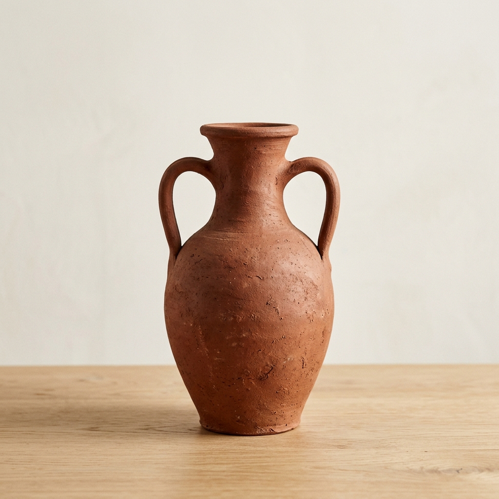 Handmade Terracotta Amphora Vase with Twin Handles - Image 5
