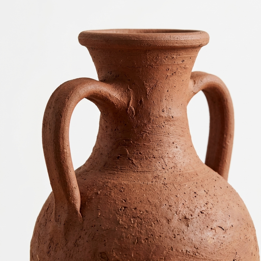Handmade Terracotta Amphora Vase with Twin Handles - Image 3