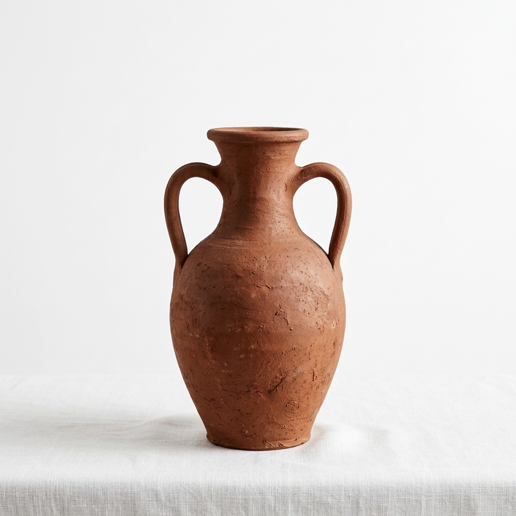 Handmade Terracotta Amphora Vase with Twin Handles - Image 2