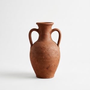 Handmade Terracotta Amphora Vase with Twin Handles