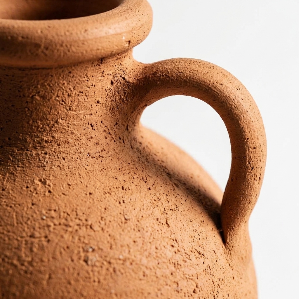Handmade Terracotta Pitcher Vase with Single Handle, Rustic Earthenware Decor - Image 5