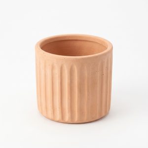 Fluted Terracotta Planter Pot, Ribbed Earthenware Tabletop Decor