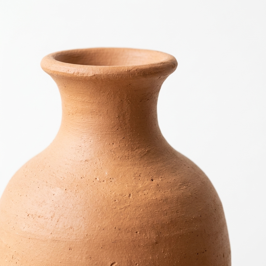Slim Terracotta Vase with Dried Wheat Stems, Earthenware Tabletop Decor - Image 5