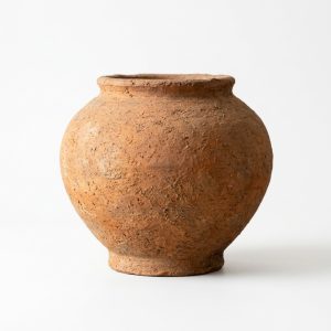 Handmade Round Terracotta Pot, Rustic Earthenware Tabletop Decor