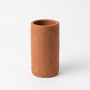 Minimalist Cylindrical Terracotta Vase, Raw Earthenware Tabletop Holder