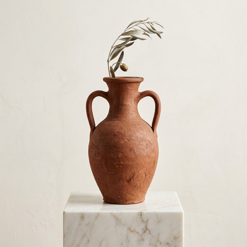 Handmade Terracotta Amphora Vase with Twin Handles - Image 4